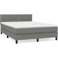 Syfax Boxspringbett mit Matratze Dunkelgrau 140x190 cm Stoff