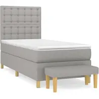 Syfax Boxspringbett mit Matratze Hellgrau 100x200 cm Stoff