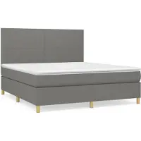 Syfax Boxspringbett mit Matratze Dunkelgrau 180x200 cm Stoff