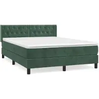 Syfax Boxspringbett mit Matratze Dunkelgrün 140x200 cm Samt