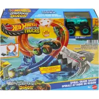 Hot Wheels Monster Trucks Corkscrew Shark Smash Trackset und Spielzeugtruck Mega-Wrex im Maßstab 1:64, Monstertruck- & Schienen-Set, 4 Jahr(e), Kunststoff, Mehrfarbig