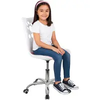 Springos Bürostuhl - - 2025 - Ergonomisch - Höhenverstellbar - Weiß/ Rosa Kunstleder