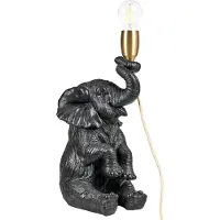 Beliani Tischlampe Schwarz Kunstharz 37 cm Hoch 1-Flammig Glühbirnen-Optik Tiermotiv Elefant Langes Kabel mit Schalter Glam Nachttischlampe Leselampe