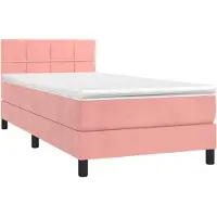 Syfax Boxspringbett mit Matratze Rosa 90x200 cm Samt