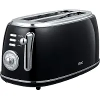 Moa Retro Toaster XL - 6 Heizstufen - 4 Sandwiches gleichzeitig - 1500W - Aufwärm- und Auftaufunktion - Schwarz