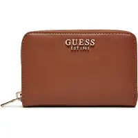 GUESS Damen Geldbörse Braun mit Logo: Praktische Fächer & Reißverschluss