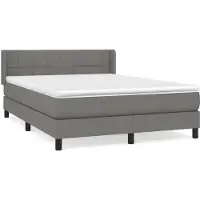 Syfax Boxspringbett, Taschenfederkernmatratze, höhenverstellbares Kopfteil, Stoff Dunkelgrau, 140x200 cm, Lärchenholz, Sperrholz, Holzwerkstoff