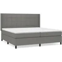 Syfax Boxspringbett mit Matratze Dunkelgrau 200x200 cm Stoff