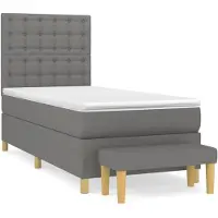 Syfax Boxspringbett mit Matratze Dunkelgrau 80x200 cm Stoff