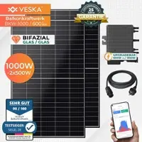 Veska Balkonkraftwerk 1000/600+800W upgradefähig Bifazial Photovoltaik Solaranlage WIFI Smarte Mini-PV Anlage