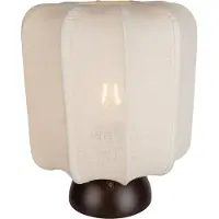 QAZQA - Japandi Japandi-Tischleuchte I Tischlampe I Lampe I Leuchte Dunkelbronze mit beigem Schirm - Nori I Wohnzimmer I Schlafzimmer - Textil Rund - LED geeignet E27