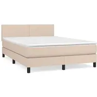 vidaXL Boxspringbett Matratze Cappuccino-Braun 140x200cm Kunstleder