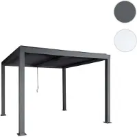 Mendler Pergola HWC-L46, Gartenpavillon Lamellen-Pavillon, 11cm-Aluminium-Gestell, Regenrinne sturmfest, 3x3m anthrazit