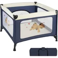 TecTake Baby Laufstall, stabil und kompakt faltbar, mit atmungsaktivem Mesh-Gewebe, 105 x 105 x 78 cm