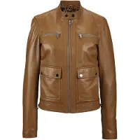 MADELEINE Biker-Jacke aus Lammnappa in cognac | Gr.: 44
