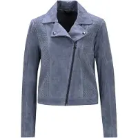 MADELEINE Kurze Bikerjacke aus softem Ziegenvelours in rauchblau | Gr.: 36