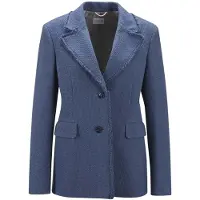 MADELEINE Longblazer "Blazer Longblazer mit Struktur", Damen, Gr. 34, blau (stahlblau), Obermaterial: 70% Baumwolle CO. 25% Polyester PES. 5% sonstige Fasern AF., Modern, normal, Blazer Longblazer
