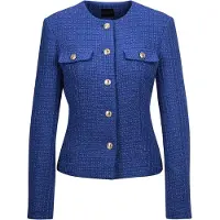 MADELEINE Eleganter Kurzblazer ohne Kragen in royalblau | Gr.: 46