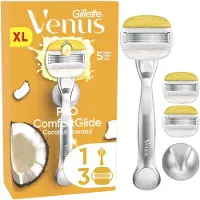 Gillette - Pro ComfortGlide Damenrasierer mit Kokosduft - inkl. 1 Ersatzklinge - Gelb/Weiß