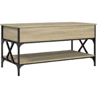 vidaXL Couchtisch Sonoma-Eiche 100x50x50 cm Holzwerkstoff und Metall