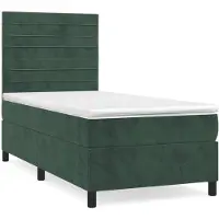 Syfax Boxspringbett mit Matratze Dunkelgrün 100x200 cm Samt