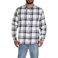 DENIMFY Flanellhemd Herren langarm Kariert Regular Fit DFDean Regular Fit Schwarz S