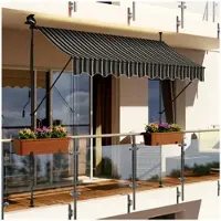 Swing&Harmonie LED - Markise mit Kurbel 250cm Breit Klemmmarkise Balkonmarkise Sonnenschutz Terrasse Balkon - 250x150cm - grau/weiss