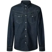 Pepe Jeans für Herren. PM3090809 Western Hemd Rinse Marineblau (L), Lässig, Baumwolle, Langarm
