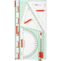 Wissner Tafelzeichengerät PROFI 3 M, Geräteplatte, Lineal, Zirkel, Winkelmesser & 2 Dreiecke je 60cm, magnetisch