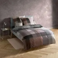 Fleuresse Mako-Satin Bettwäsche Bed Art S Emmen grau braun 200x200 cm + 2x 80x80 cm - braun;grau