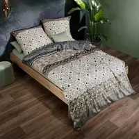 Fleuresse Mako-Satin Bettwäsche Bed Art S Alkmaar grün braun 200x220 cm + 2x 80x80 cm - grün;braun