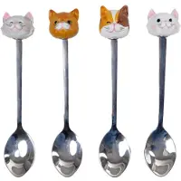 Blond Amsterdam 4er-Set Teelöffel Katze in Bunt - 14cm | Gr.: onesize
