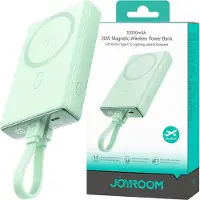 JOYROOM Magnetische Powerbank 10000Mah 20W + Lightning-Usb-C Kabel Grün