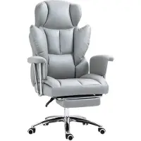 HOMCOM Bürostuhl Mikrofaserstoff Schaumstoff Hellgrau 74L x 65B x 120-128H cm