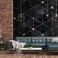 Profhome 382601-GU Fototapete Marmoroptik Matt Schwarz Gold Grau 3,71 m x 2,8 m 0,53 m x 20,10 m 10,39 m2 Schwarz