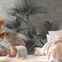 Profhome 382781-GU Fototapete Blumen Matt Grau graphit-Grau 3,71 m x 2,8 m 0,53 m x 20,10 m 10,39 m2 Grau