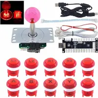 Noname LED backlit arcade buttons and joystick kit - RED