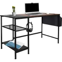 Hjh OFFICE WORKSPACE H I | 120x60 - Schreibtisch Schwarz / Braun