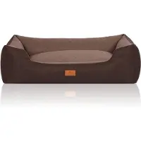 Knuffelwuff Hundebett Luke aus Velours mit feiner Handwebstruktur M-L 85 x 63 cm braun-kartoffelfarben