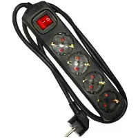EDM Mit 4 Schaltsteckdosen Mehrfachsteckdose 3x1.5 Mm 1.5 M Schwarz One Size / EU Plug 220V Schwarz One Size