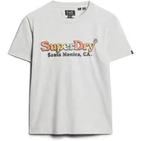 Superdry für Damen. W1011487A T-Shirt mit grauem Regenbogen-Logo (XS), Lässig, Baumwolle, Kurzarm