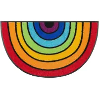 Kleen-Tex Fußmatte "Round Rainbow", halbrund, 7 mm Höhe, Schmutzfangmatte, Motiv Regenbogen, In- und Outdoor geeignet, waschbar