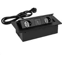TecLines TES010B 2-fach Einbausteckdose mit 2x USB-A, 1,5m Kabel, schwarz