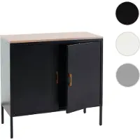 Mendler Kommode HWC-L84, Sideboard Schrank Anrichte, 2 Türen Metall 90x90x40cm, Melamin beschichtet schwarz
