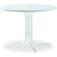 Sieger Tisch 136/W 100 cm weiß Gestell aus Stahl in weiß, Tischplatte aus Mecalit-Pro in weiß