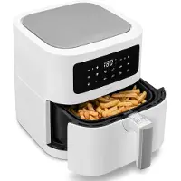 Medion E40 XL Heißluftfritteuse (5,2 Liter, Airfryer, 2.150 Watt, 9 Automatikprogramme, Backfunktion, ölfreies Frittieren, Touch Bedienfeld, LED Anzeige, ILAG PFAS-frei) matt