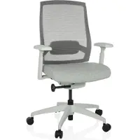Hjh OFFICE Profi Bürostuhl COLORE Ergonomischer Schreibtischstuhl mit Armlehnen (höhenverstellbar) Stoff / Netzstoff Frostgrau Drehstuhl für Büro, Zuhause