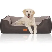 Knuffelwuff Hundebett Luke aus Velours mit feinem Handwebcharakter XXL 120 x 85cm Schwarz-Grau