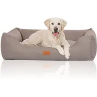 Knuffelwuff Hundebett Lotte aus Velours mit feinem Handwebcharakter XL 105 x 75cm Lichtgrau