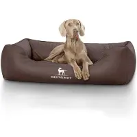 Knuffelwuff Hundebett Milan aus laser-gestepptem Kunstleder Übergröße XXXL 155 x 105cm Braun